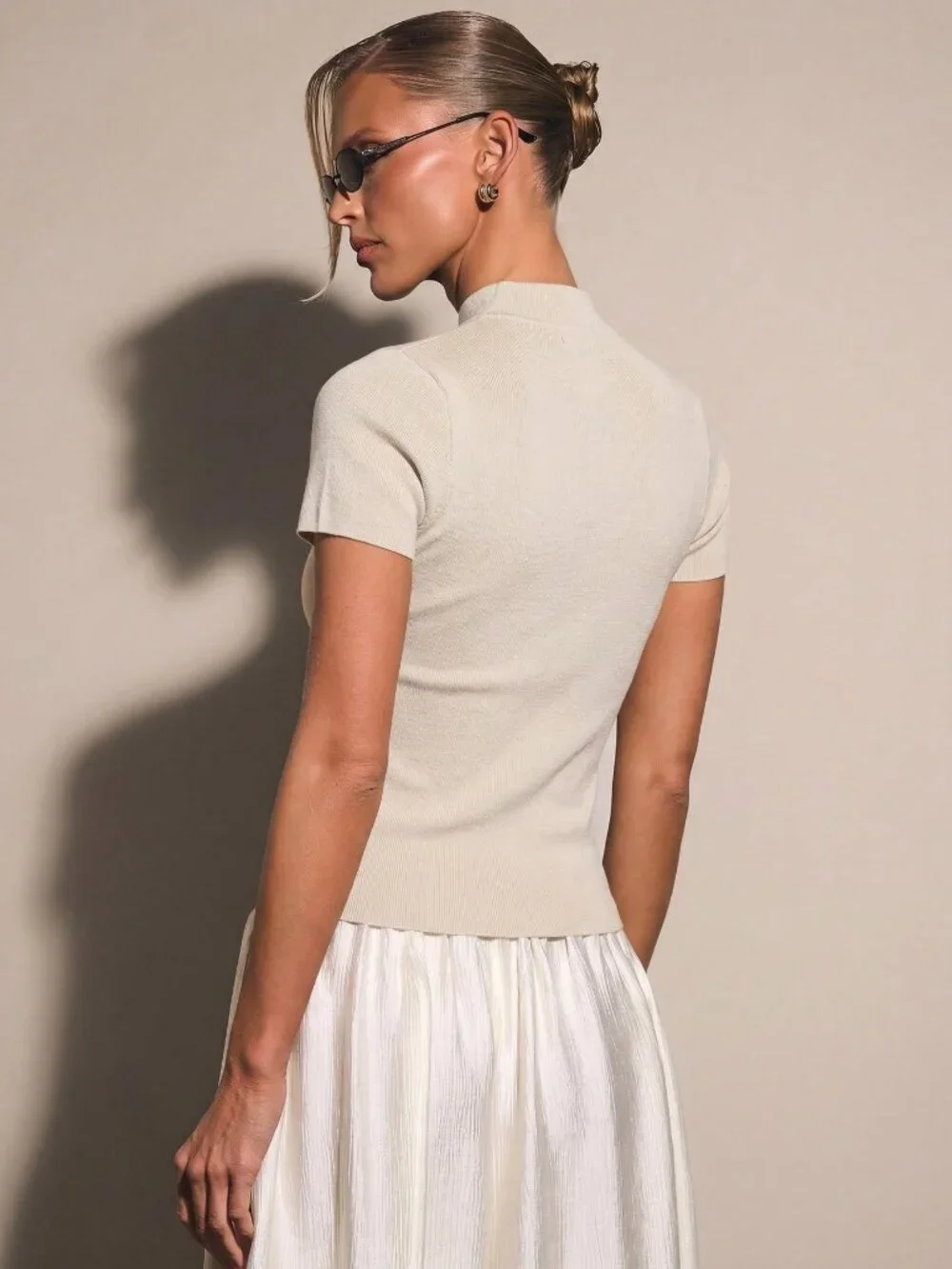 Apricot Casual Women's Chinese Button Knitted Top